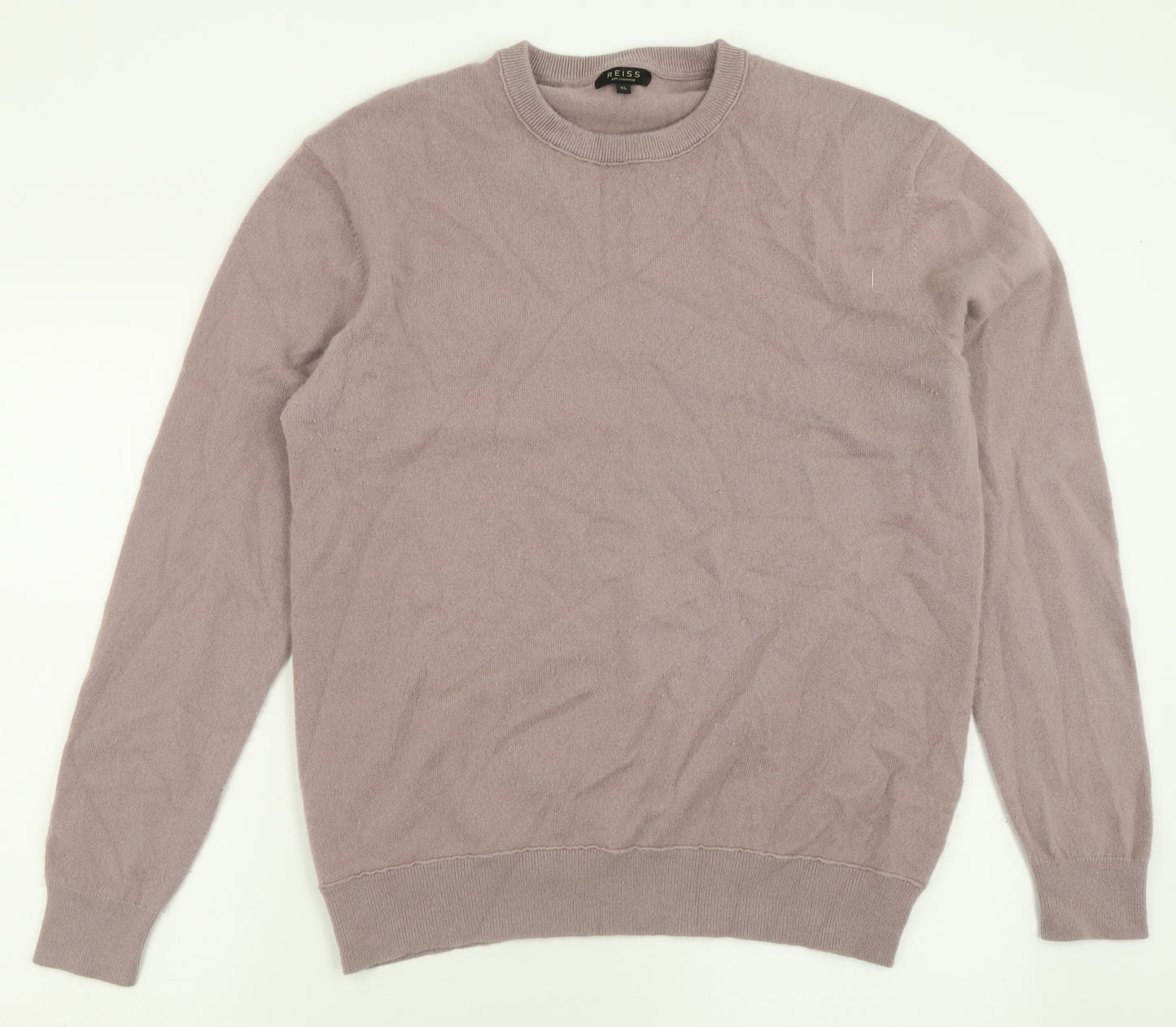 Reiss Womens Purple Crew Neck  Cashmere Pullover Jumper Size XL