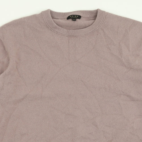 Reiss Womens Purple Crew Neck  Cashmere Pullover Jumper Size XL