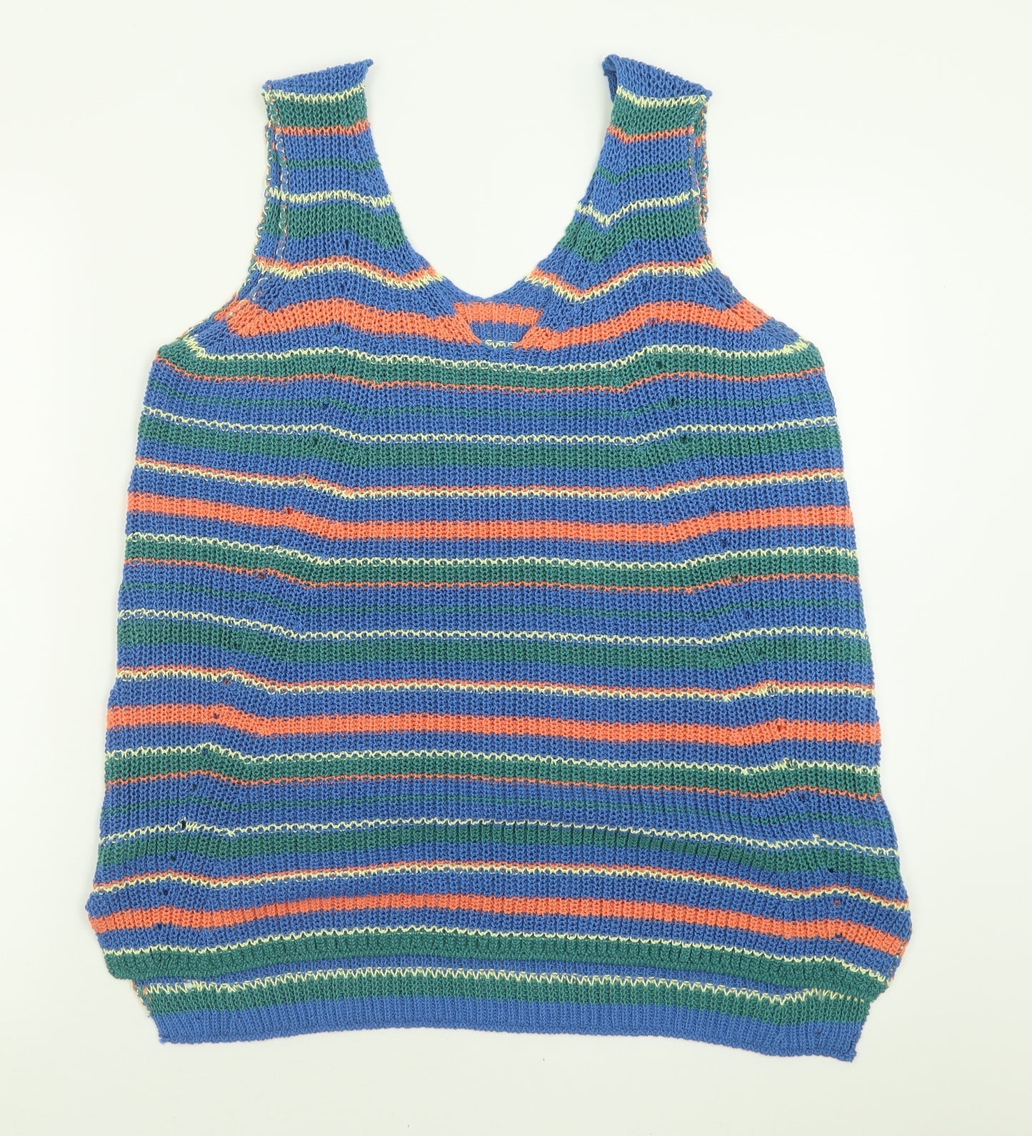 NEXT Womens Multicoloured Striped Acrylic Basic Tank Size 16 Scoop Neck