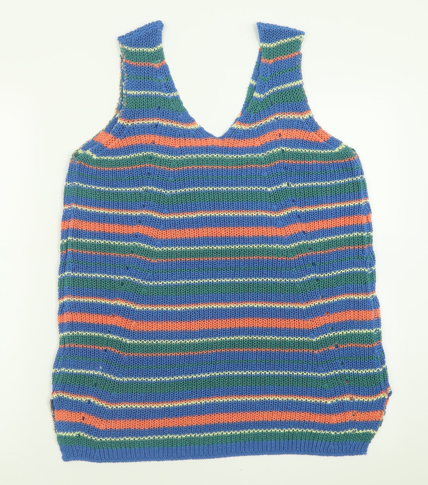 NEXT Womens Multicoloured Striped Acrylic Basic Tank Size 16 Scoop Neck