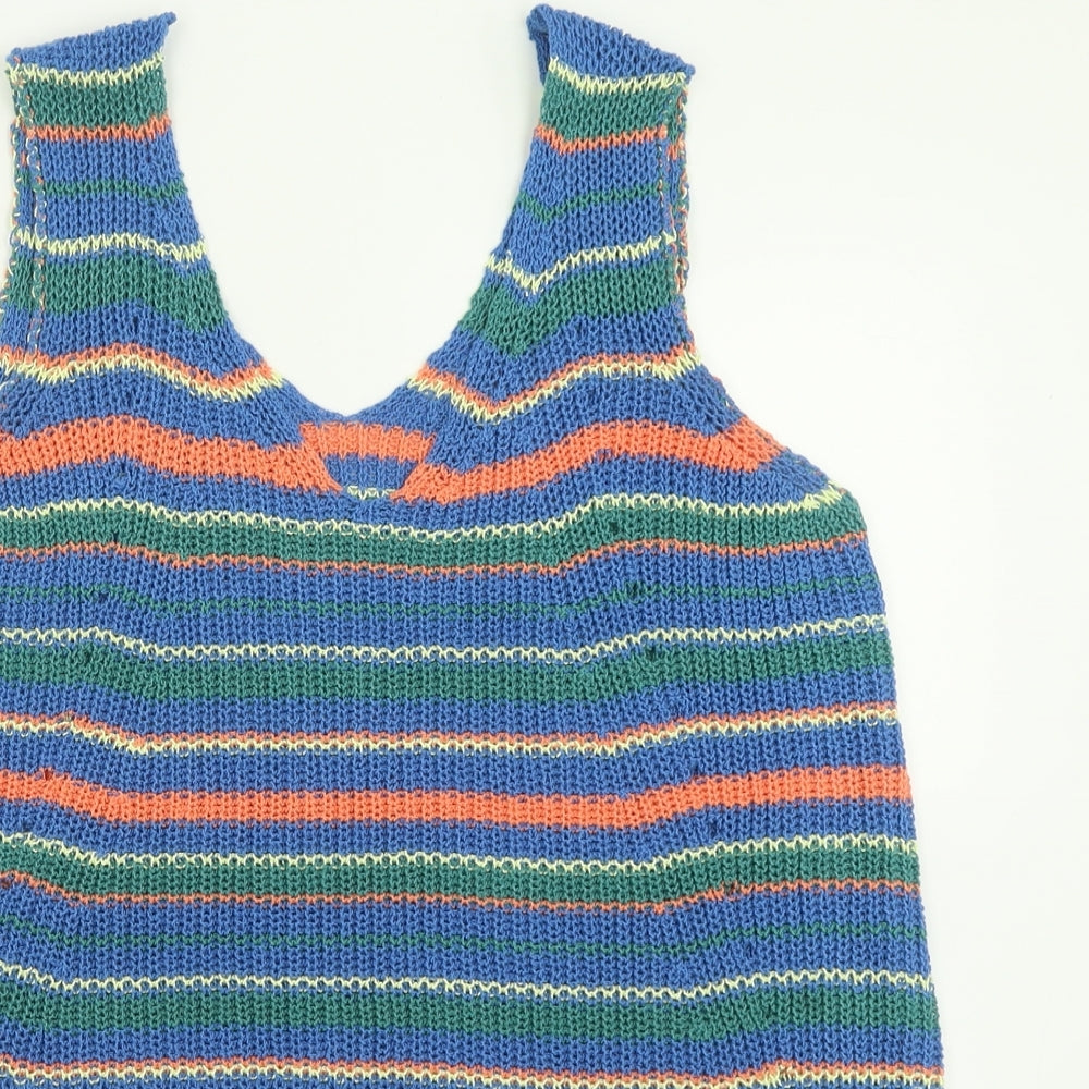 NEXT Womens Multicoloured Striped Acrylic Basic Tank Size 16 Scoop Neck