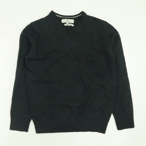 Jasper Conran Mens Green V-Neck  Wool Pullover Jumper Size M