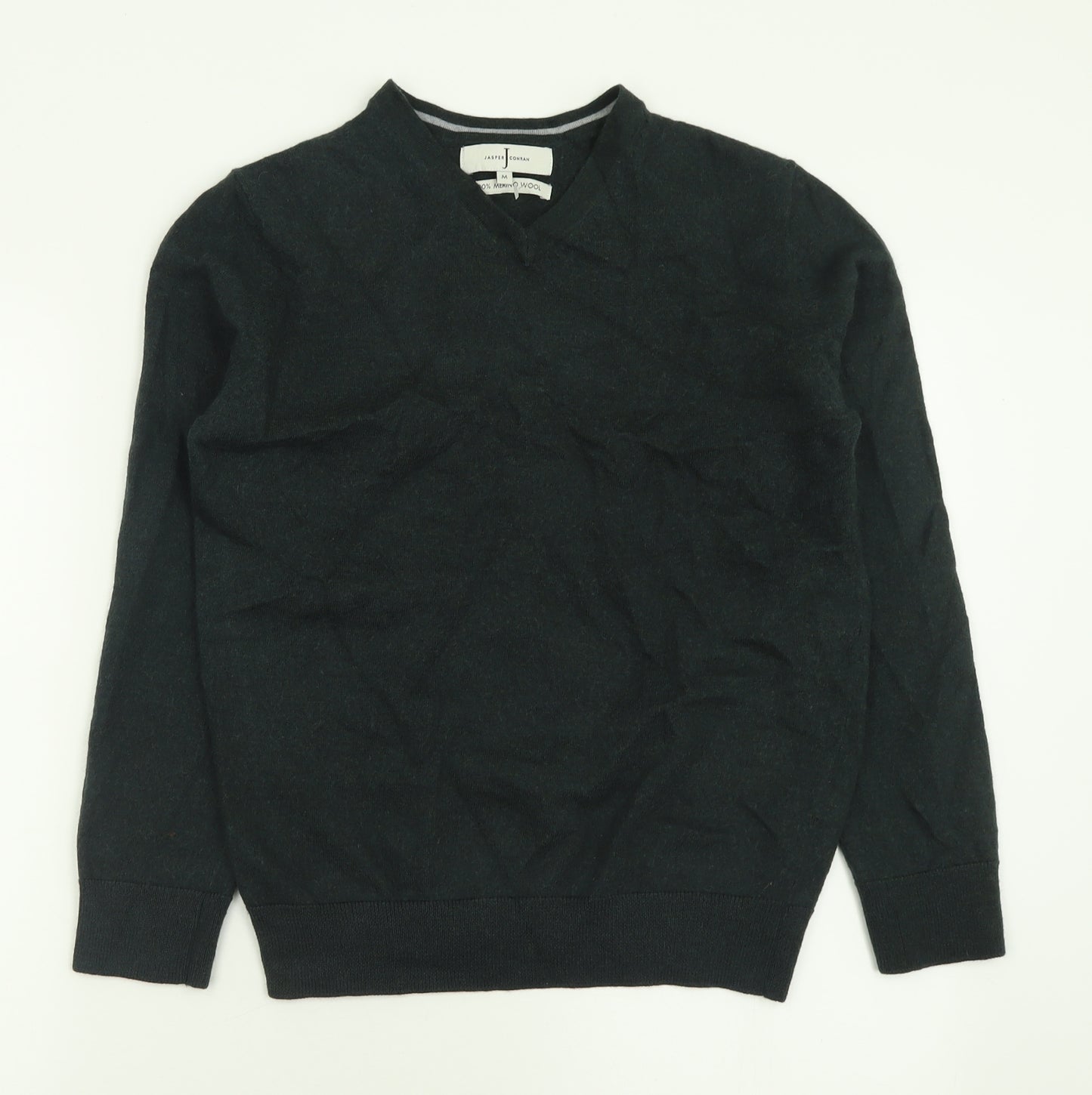 Jasper Conran Mens Green V-Neck  Wool Pullover Jumper Size M