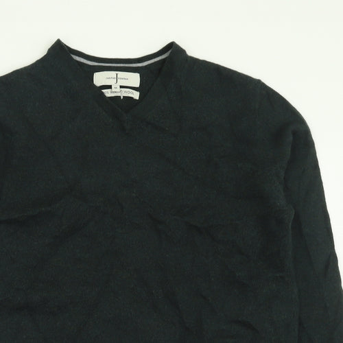 Jasper Conran Mens Green V-Neck  Wool Pullover Jumper Size M