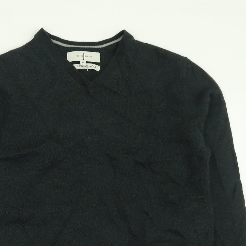 Jasper Conran Mens Green V-Neck  Wool Pullover Jumper Size M