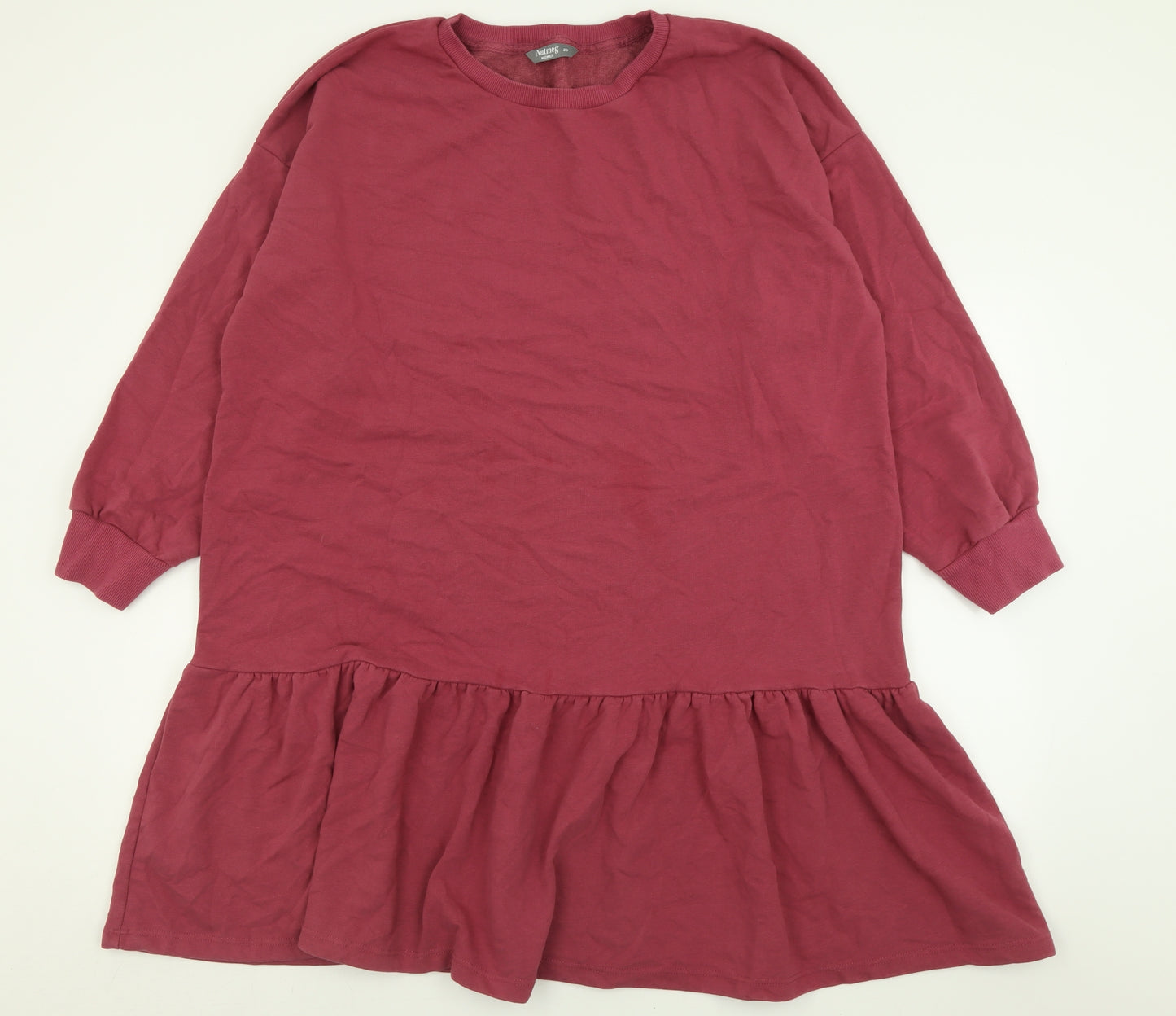 Nutmeg Womens Purple  Cotton Jumper Dress  Size 20  Crew Neck Pullover