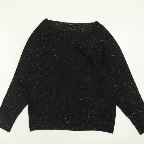 George Womens Black Crew Neck  Polyester Pullover Jumper Size S