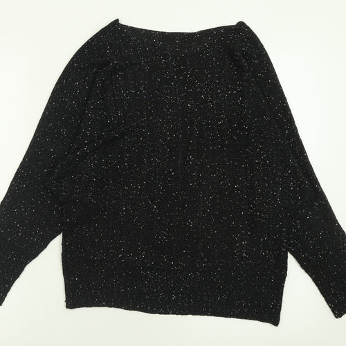 George Womens Black Crew Neck  Polyester Pullover Jumper Size S