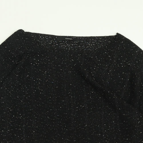 George Womens Black Crew Neck  Polyester Pullover Jumper Size S