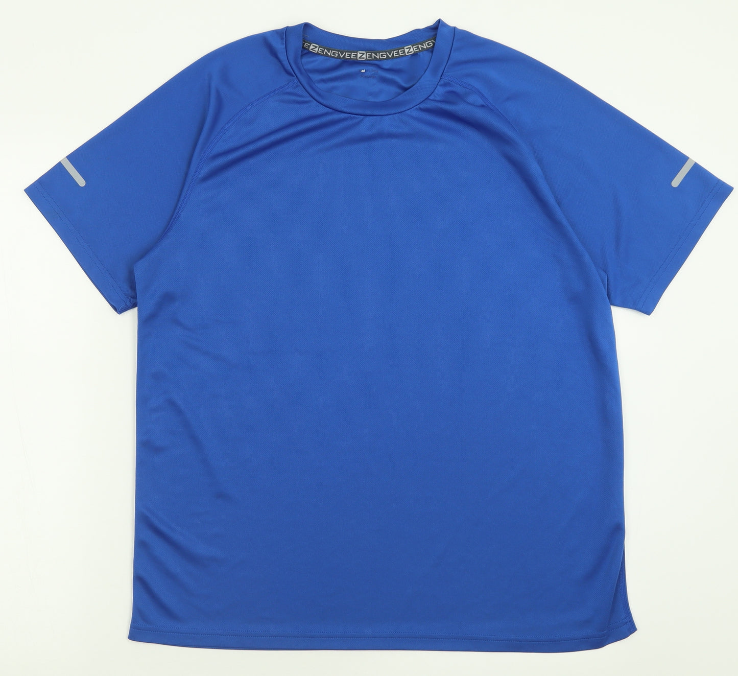 zengvee Mens Blue  Polyester Basic T-Shirt Size L Crew Neck Pullover