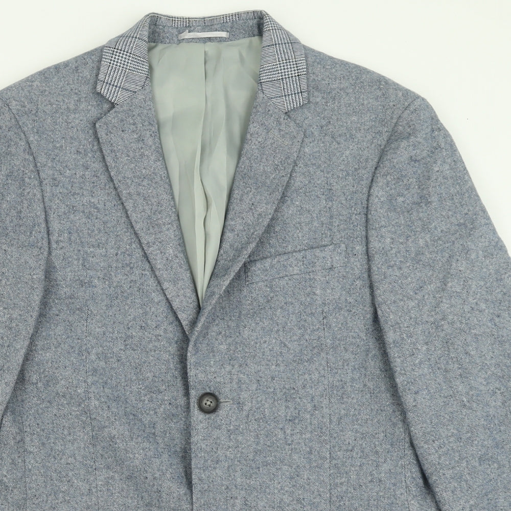 Topman Mens Blue  Polyester Jacket Suit Jacket Size 38