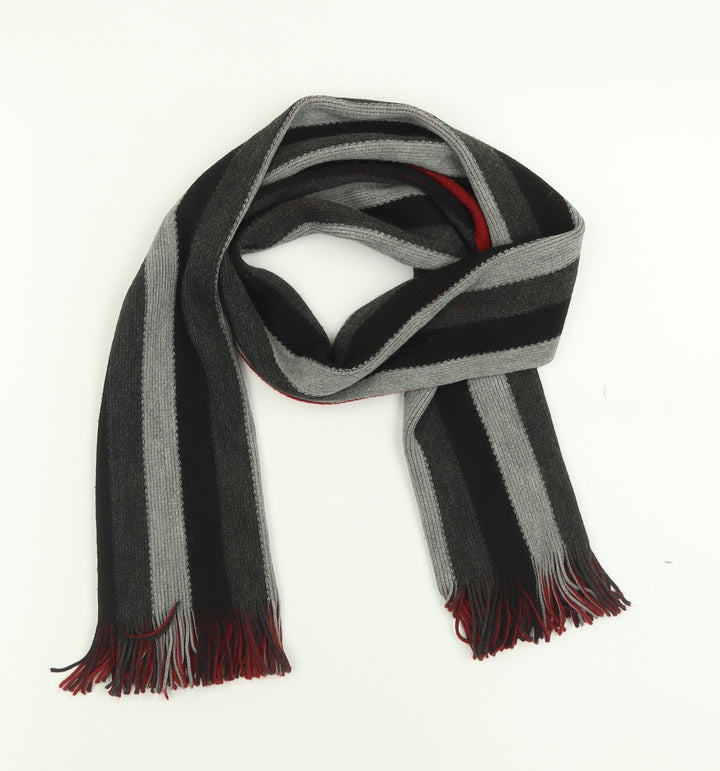 Preworn Boys Grey Striped Acrylic Scarf One Size