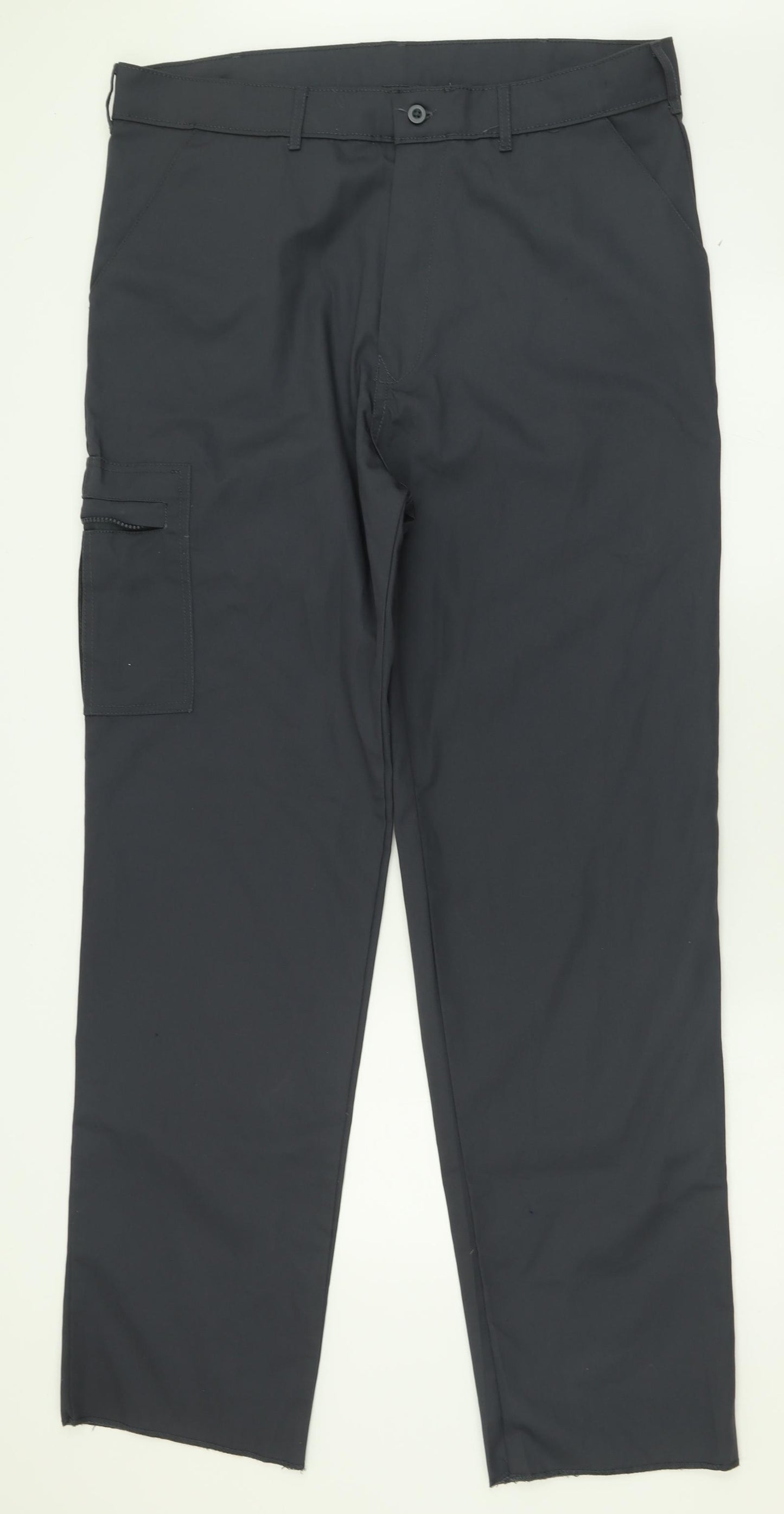 ocado Mens Grey  Polyester Cargo Trousers Size 38 in L33 in Regular Button