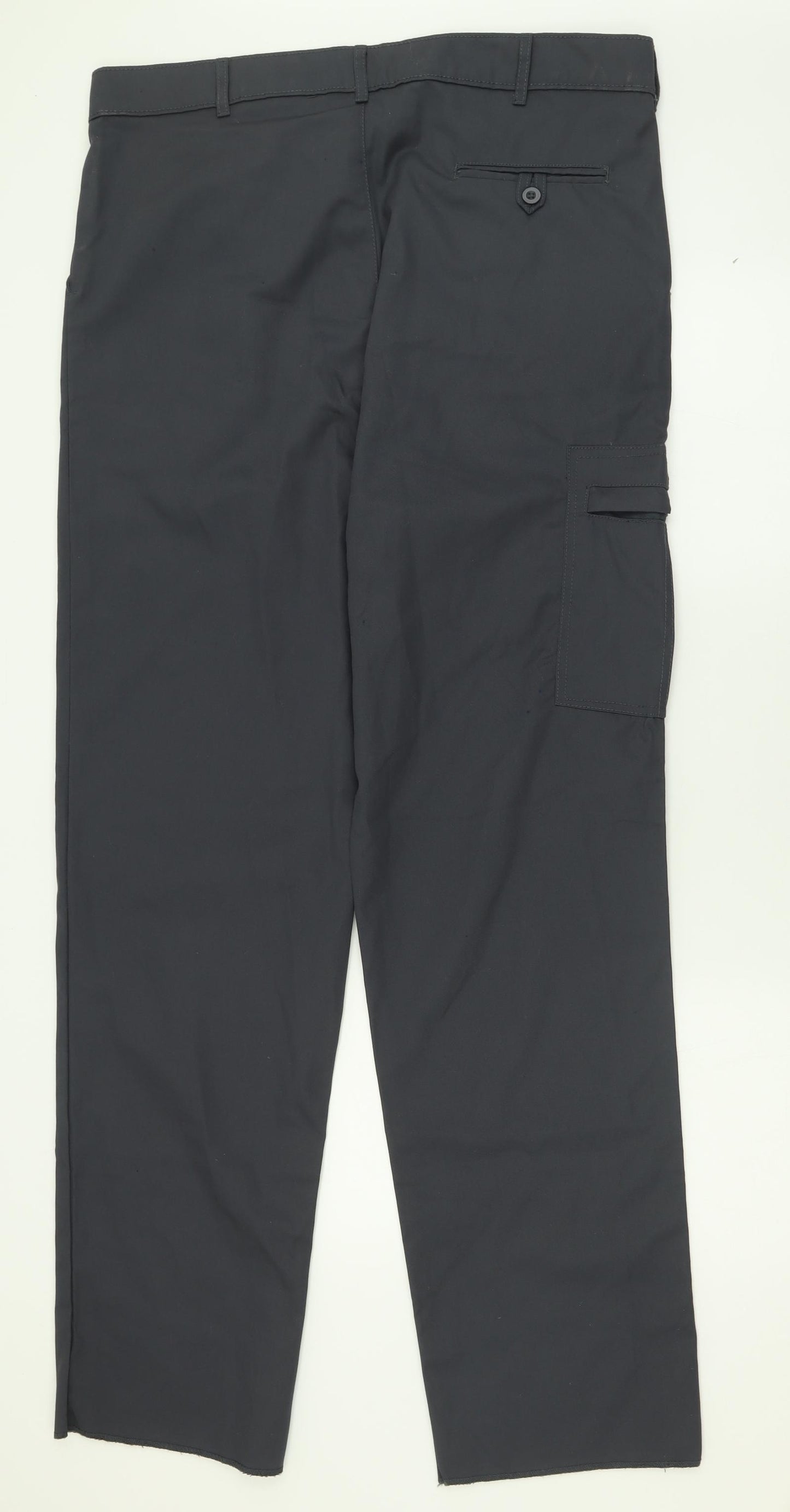 ocado Mens Grey  Polyester Cargo Trousers Size 38 in L33 in Regular Button