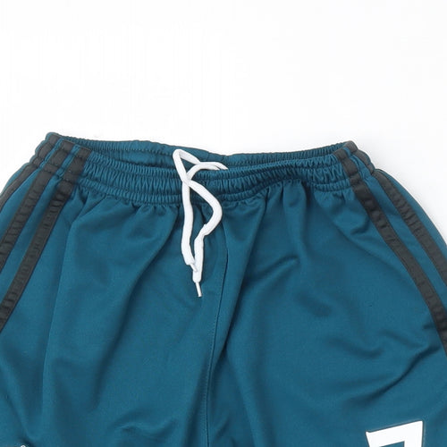 adidas Boys Blue  Polyester Sweat Shorts Size 7 Years  Regular Drawstring - Real Madrid football