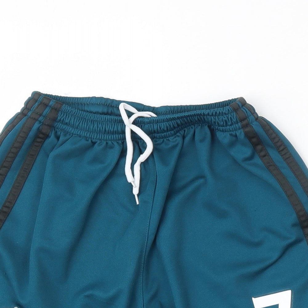 adidas Boys Blue  Polyester Sweat Shorts Size 7 Years  Regular Drawstring - Real Madrid football