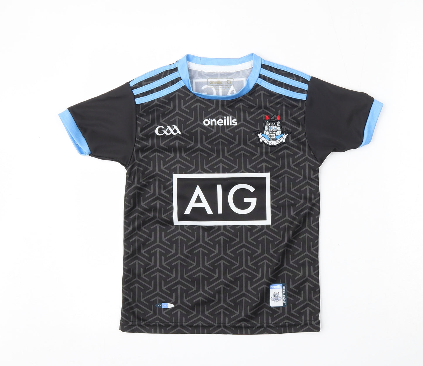 O Neills Boys Black  Polyester Basic T-Shirt Size 7-8 Years Round Neck  - Irish Football