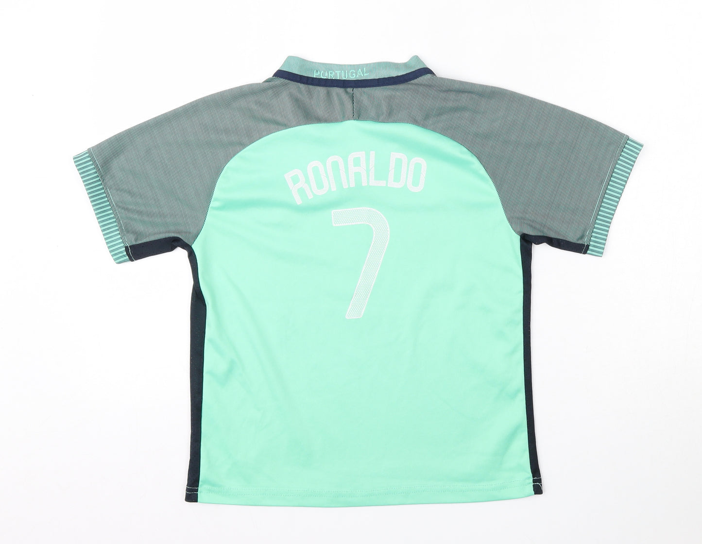 PORTUGAL FC Boys Blue  Polyester Basic T-Shirt Size 6 Years V-Neck  - Portugal FC, Ronaldo