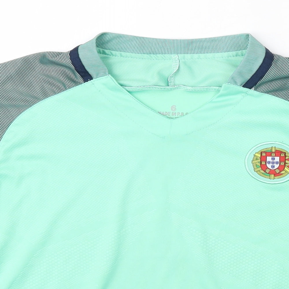 PORTUGAL FC Boys Blue  Polyester Basic T-Shirt Size 6 Years V-Neck  - Portugal FC, Ronaldo