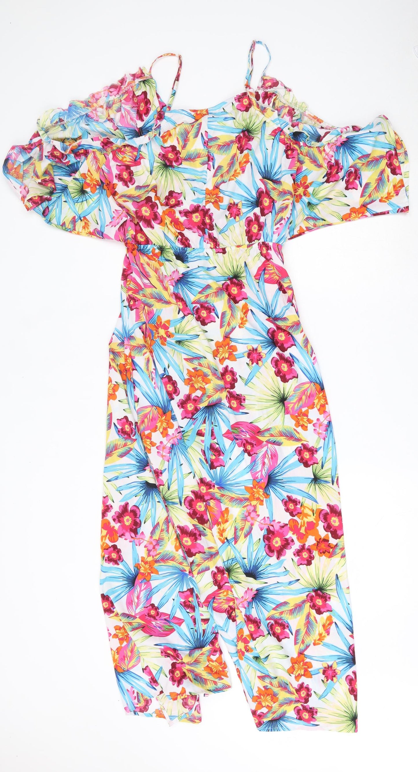 Dorothy Perkins Womens Multicoloured Floral Polyester Jumpsuit One-Piece Size S  Tie
