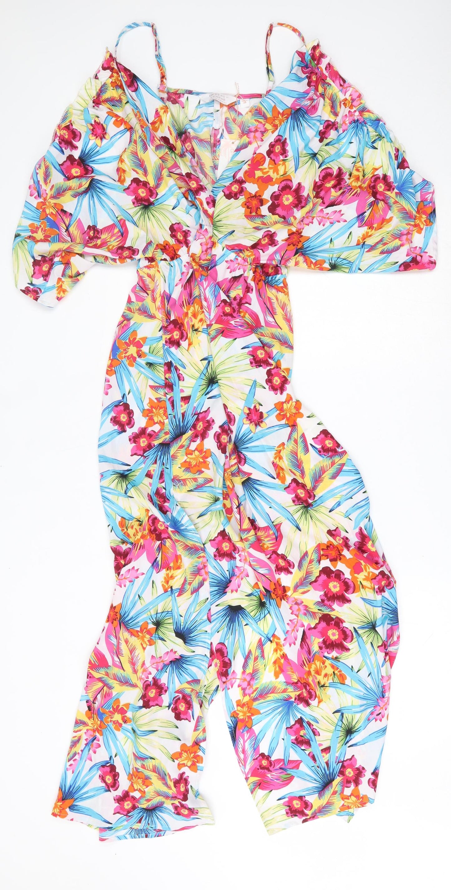 Dorothy Perkins Womens Multicoloured Floral Polyester Jumpsuit One-Piece Size S  Tie