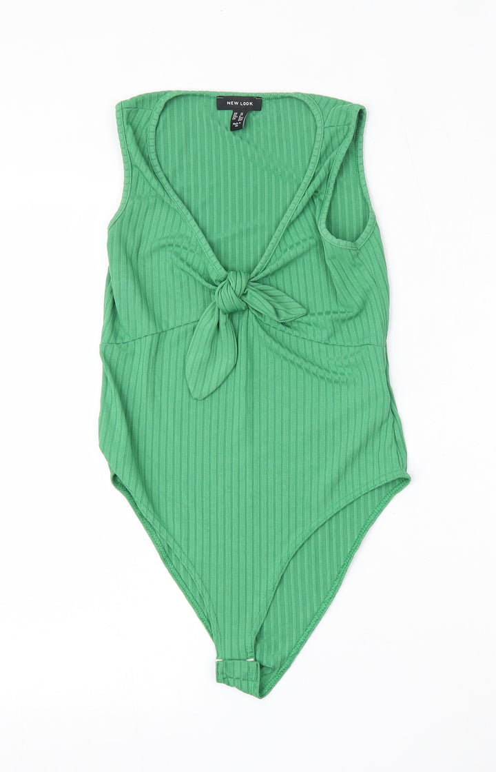 New Look Womens Green Polyester Bodysuit One-Piece Size 10