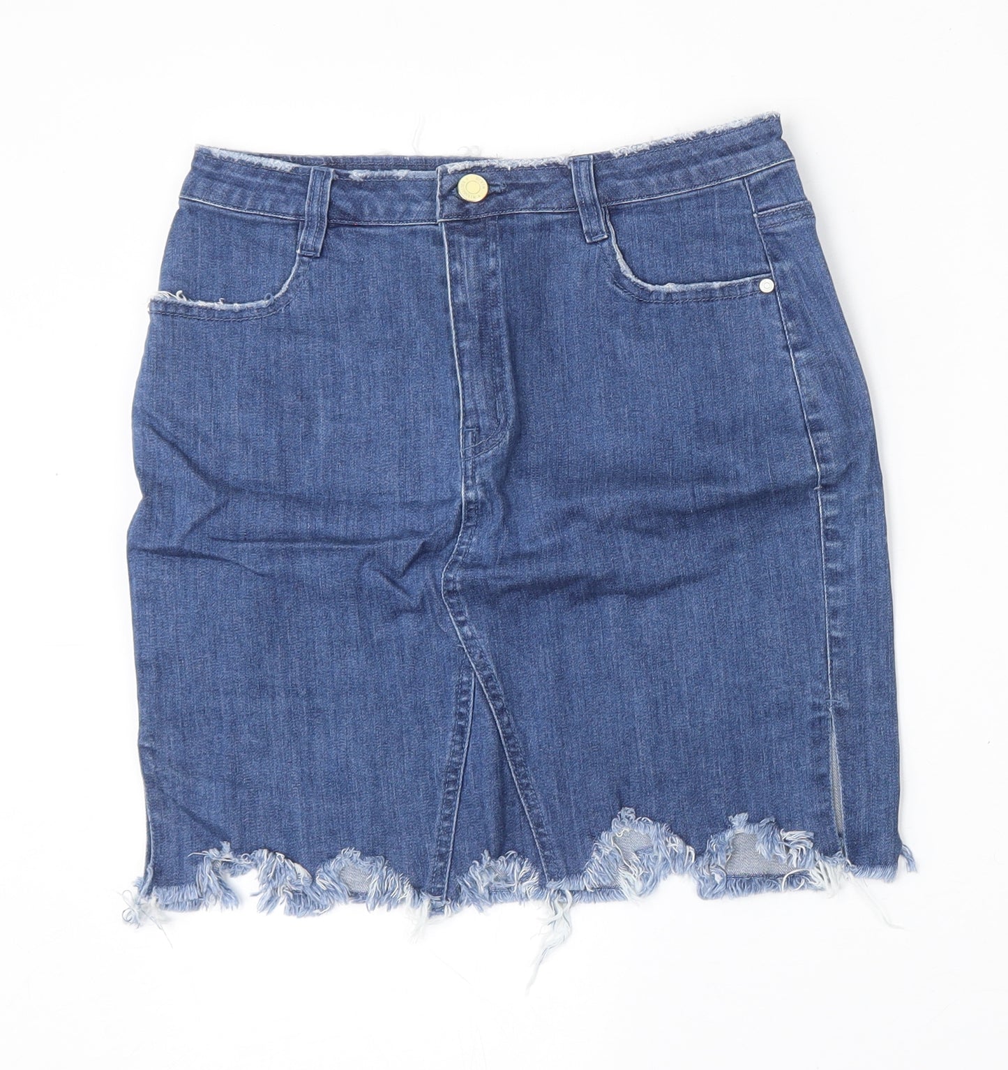 Missguided Womens Blue  Cotton A-Line Skirt Size 10