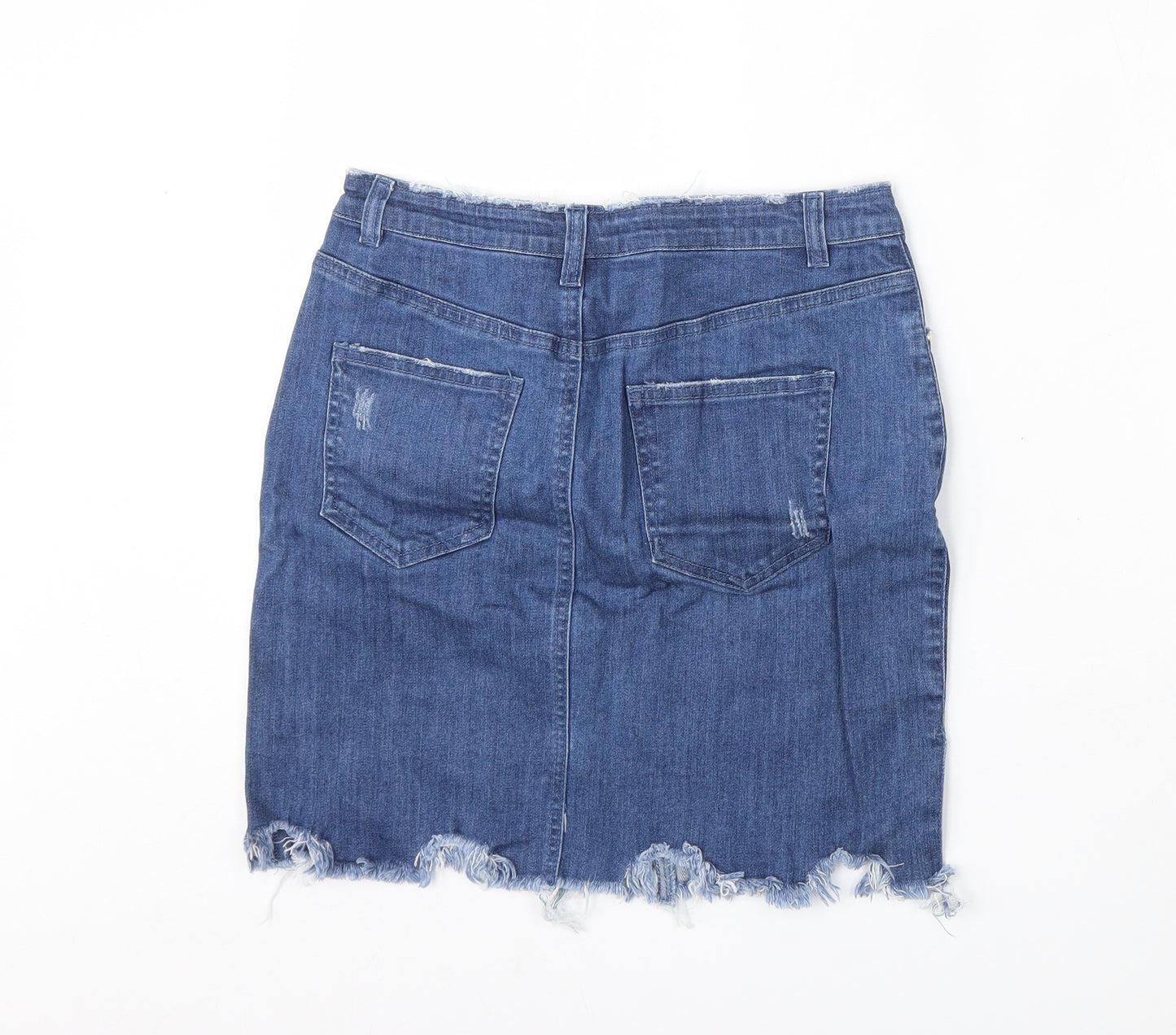Missguided Womens Blue  Cotton A-Line Skirt Size 10