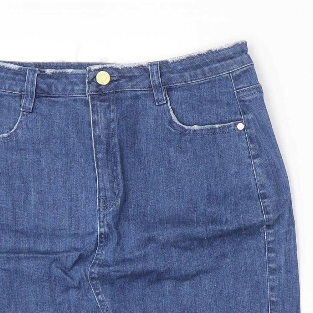 Missguided Womens Blue  Cotton A-Line Skirt Size 10