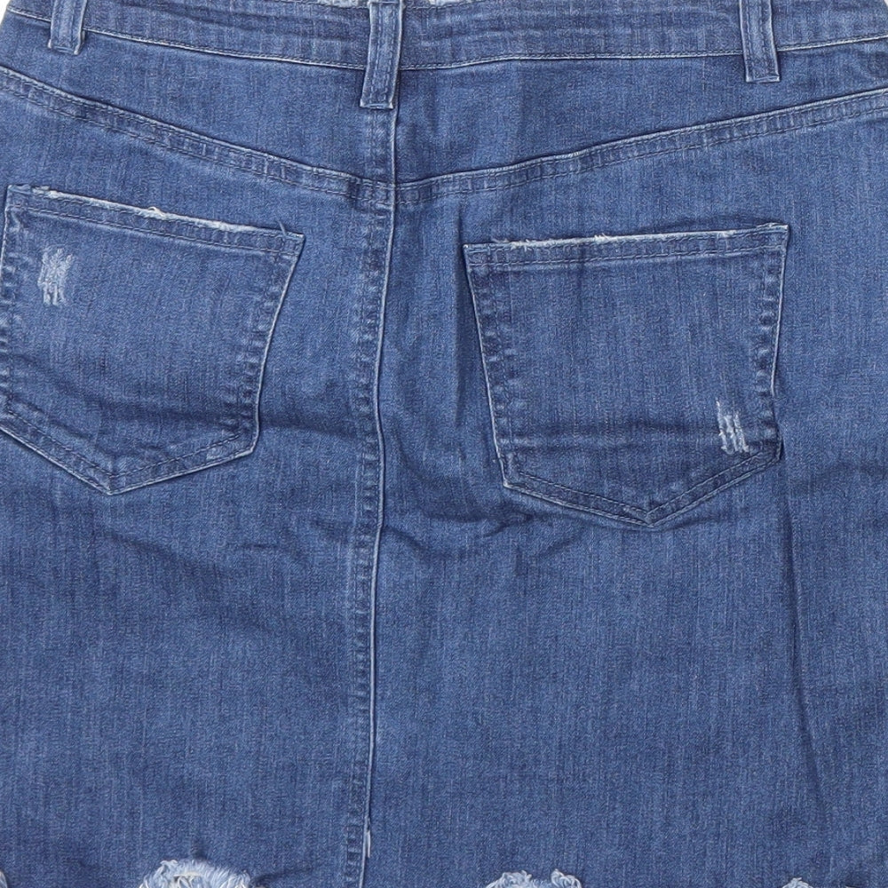 Missguided Womens Blue  Cotton A-Line Skirt Size 10