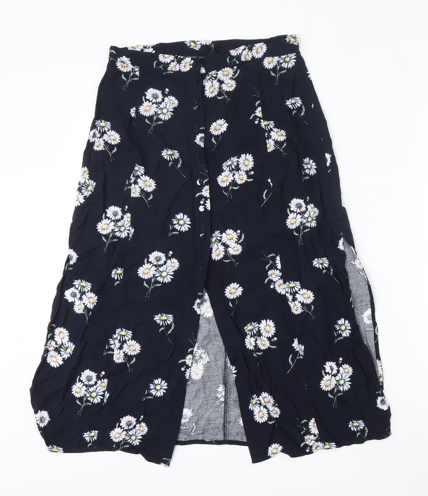 H&M Womens Blue Floral Viscose A-Line Skirt Size 10