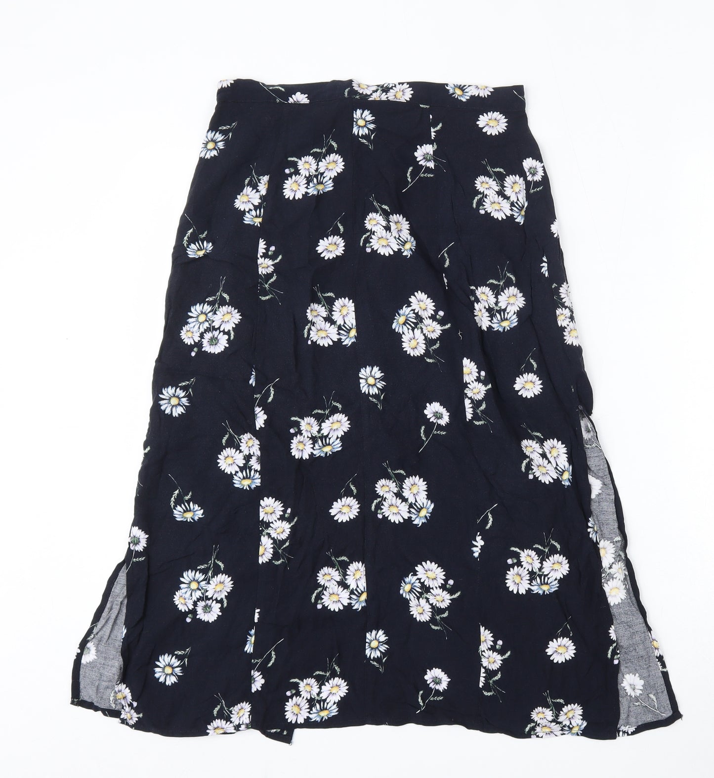 H&M Womens Blue Floral Viscose A-Line Skirt Size 10