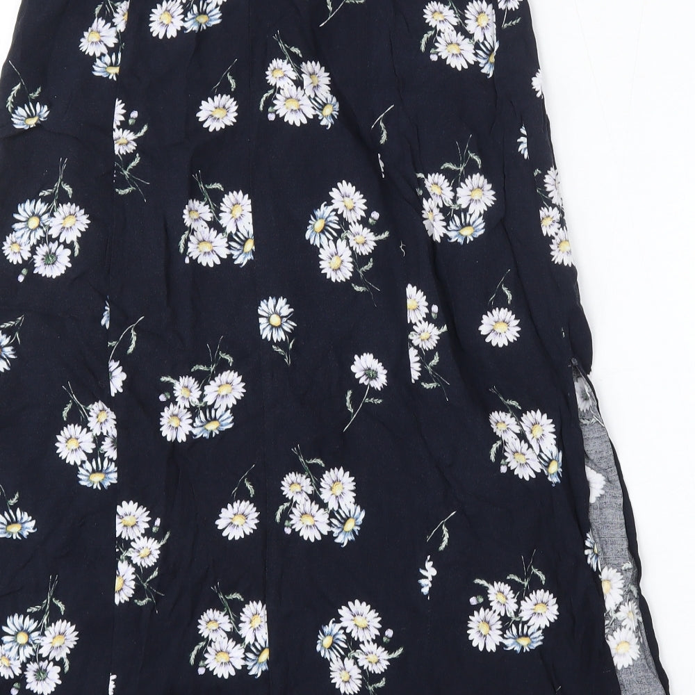 H&M Womens Blue Floral Viscose A-Line Skirt Size 10
