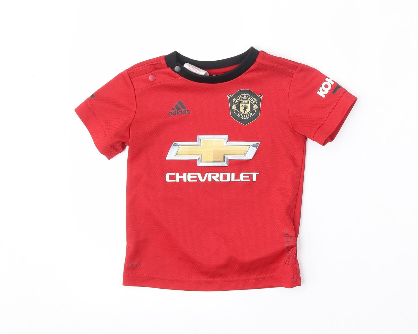 adidas Boys Red  Polyester Basic T-Shirt Size 12-18 Months Round Neck  - Manchester United