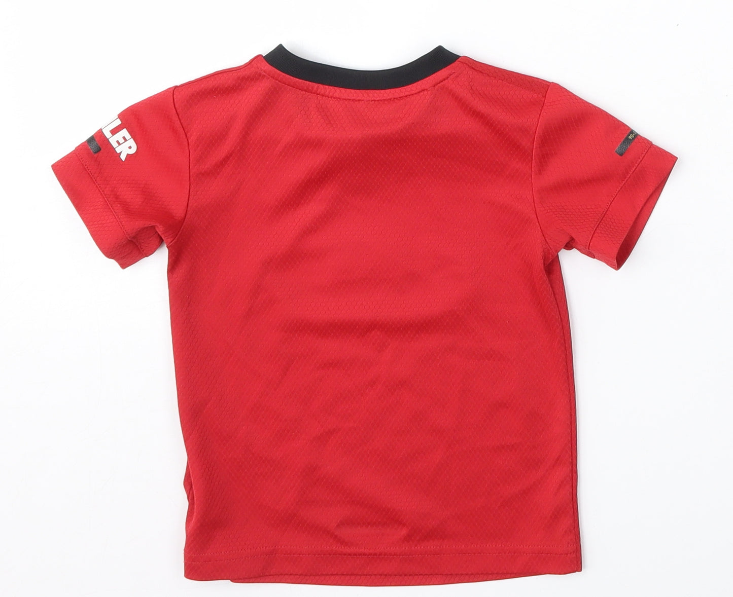 adidas Boys Red  Polyester Basic T-Shirt Size 12-18 Months Round Neck  - Manchester United