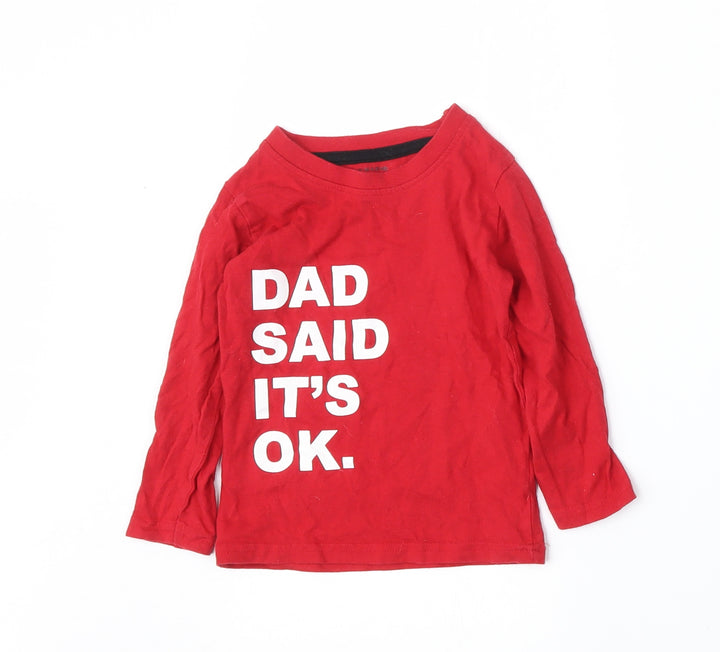 Primark Boys Red Cotton Basic T-Shirt Size 12-18 Months Round Neck - Dad said it's ok