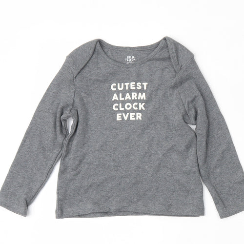 F&F Boys Grey  Cotton Basic T-Shirt Size 12-18 Months Round Neck