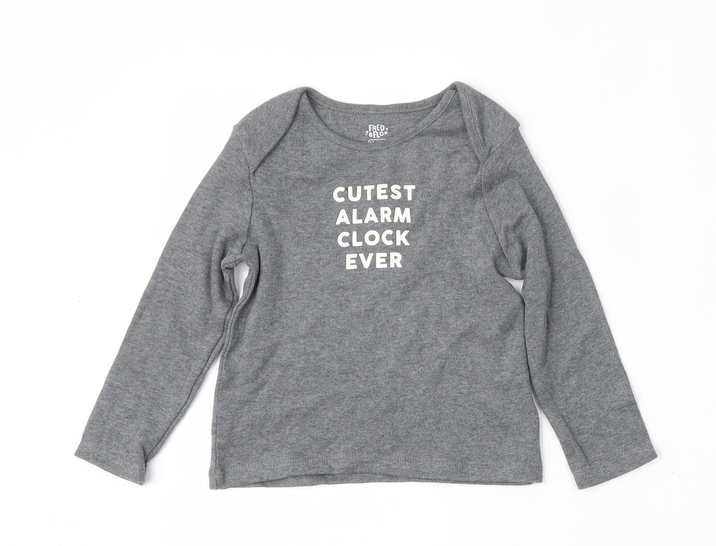 F&F Boys Grey  Cotton Basic T-Shirt Size 12-18 Months Round Neck