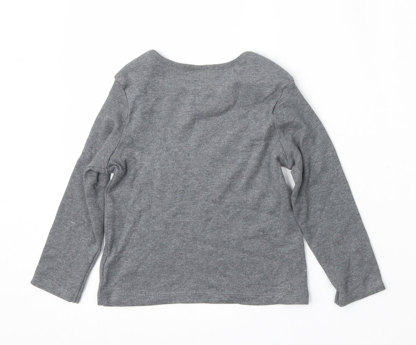 F&F Boys Grey  Cotton Basic T-Shirt Size 12-18 Months Round Neck