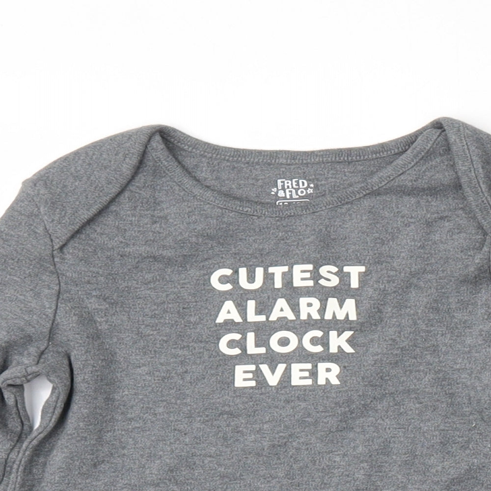 F&F Boys Grey  Cotton Basic T-Shirt Size 12-18 Months Round Neck