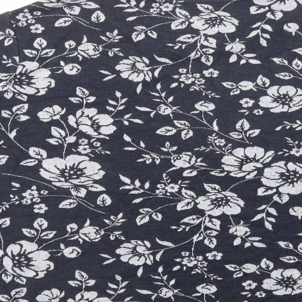 TU Womens Blue Boat Neck Floral Polyester Pullover Jumper Size 20