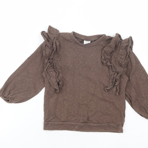 NEXT Girls Brown Geometric Cotton Pullover Sweatshirt Size 2-3 Years  Pullover