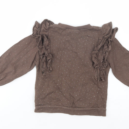 NEXT Girls Brown Geometric Cotton Pullover Sweatshirt Size 2-3 Years  Pullover