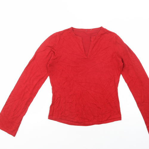 Oasis Womens Red V-Neck  Viscose Pullover Jumper Size S