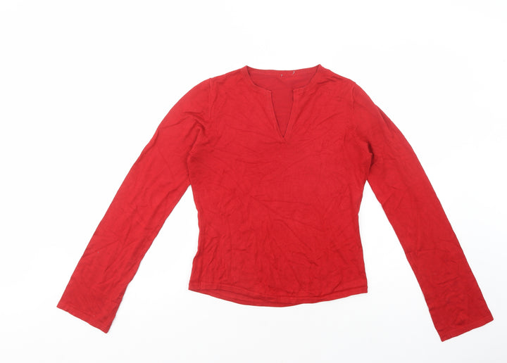 Oasis Womens Red V-Neck Viscose Pullover Jumper Size S