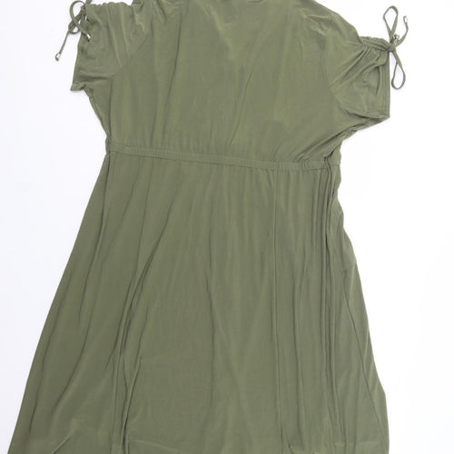 Together Womens Green  Polyester Shirt Dress  Size 24  V-Neck Button