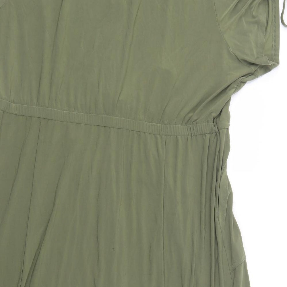 Together Womens Green  Polyester Shirt Dress  Size 24  V-Neck Button