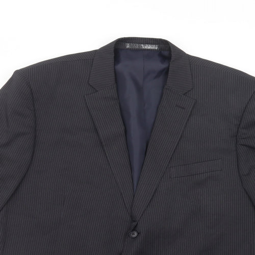 F&F Mens Black Striped  Jacket Blazer Size 46  Button