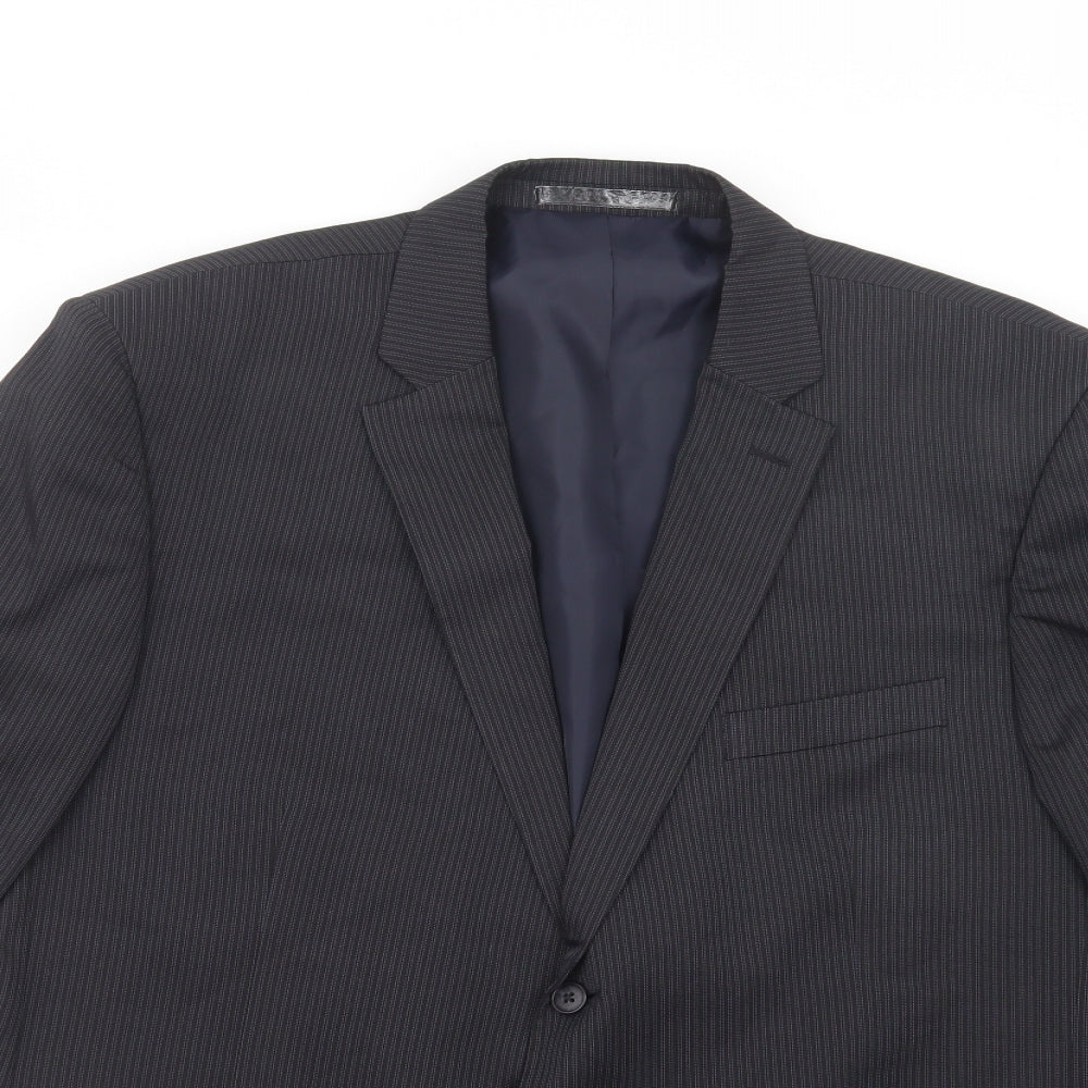 F&F Mens Black Striped  Jacket Blazer Size 46  Button