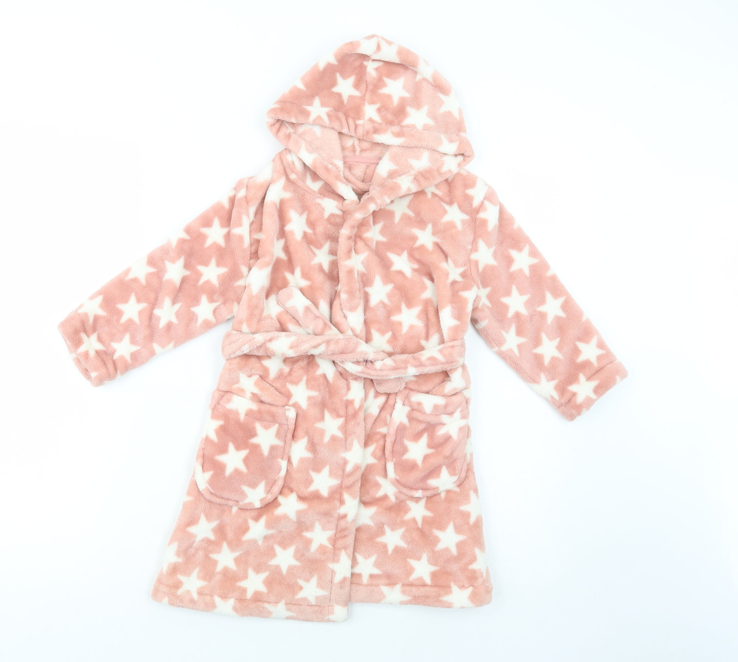 George Girls Pink Geometric Polyester Kimono Robe Size 3-4 Years  Tie - Star Print